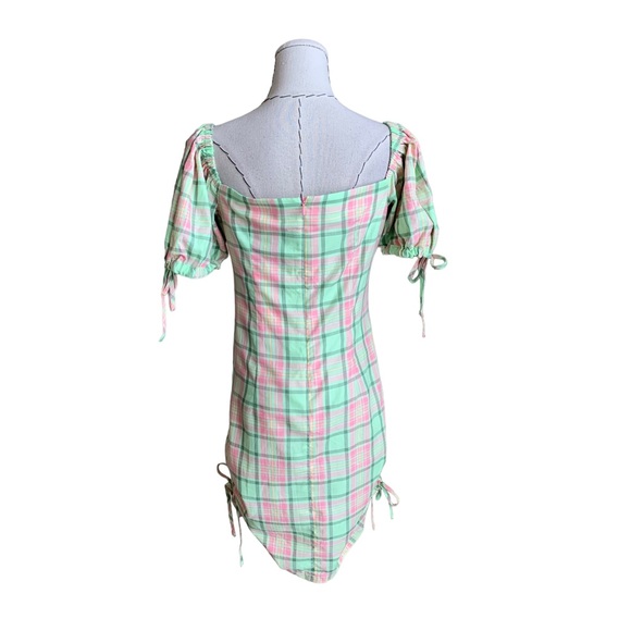 NWT The Ragged Priest Memory Ruched Plaid Mini Dress Small - Picture 7 of 12